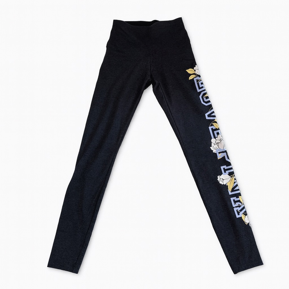 PINK Victoria's Secret Dark Grey Leggings with Floral Side Print
